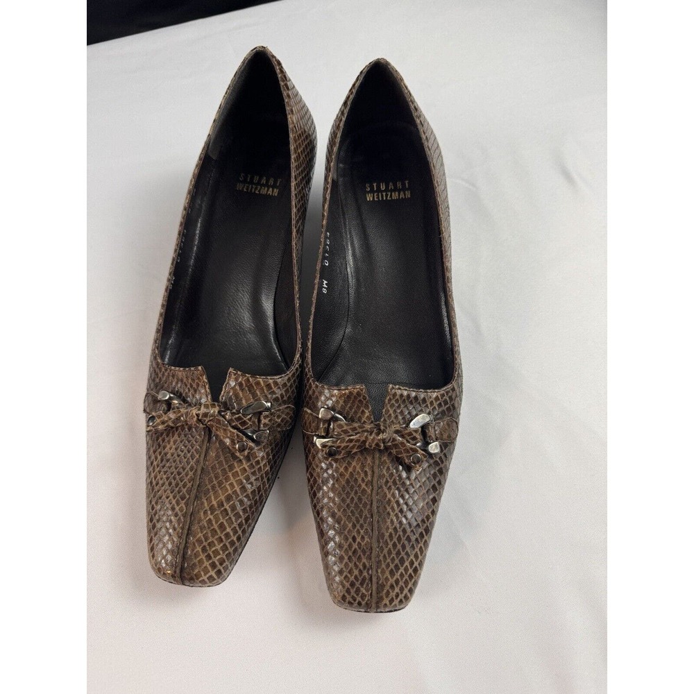Stewart Weitzmen Snake Skin Kitten Heel With Bow Size 8